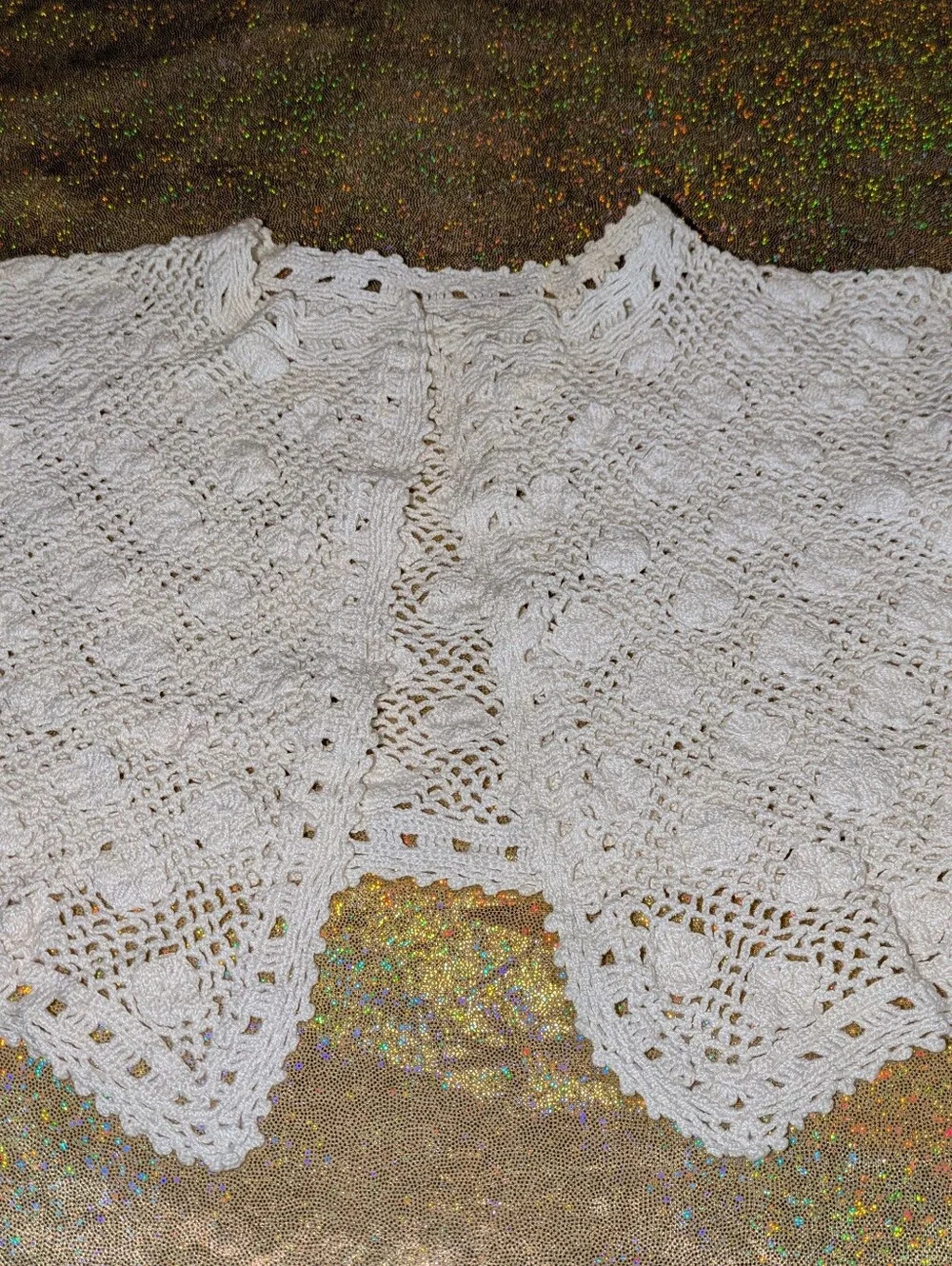 Crocheted Open-Front Baby Cardigan from Croatia